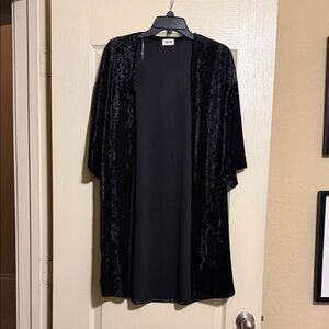 Black Velvet Open-Front Duster Kimono